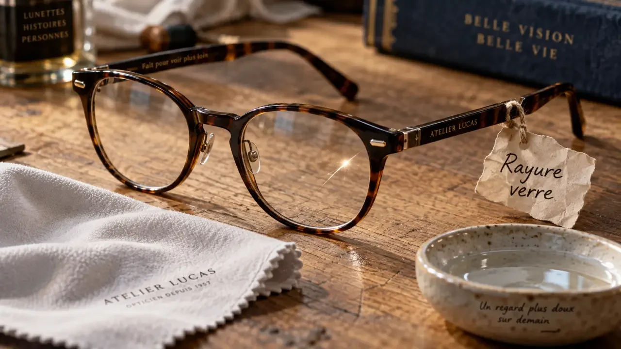 Une rayure sur un verre de lunettes se répare rarement, surtout avec du dentifrice